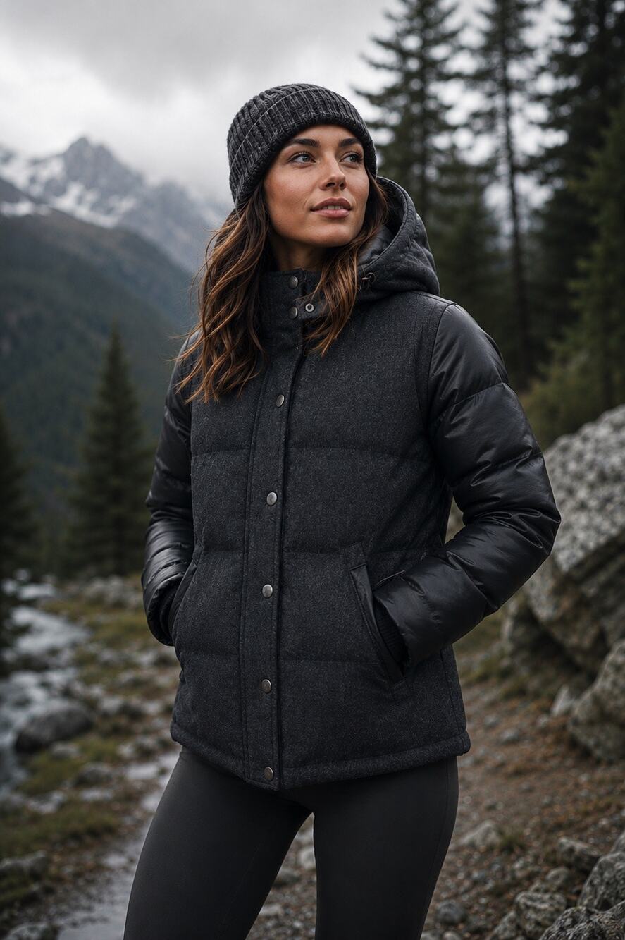 Rag & Bone Black Penfield Trailwear Wool Leather Puffer Gorpcore Jacket Size 8